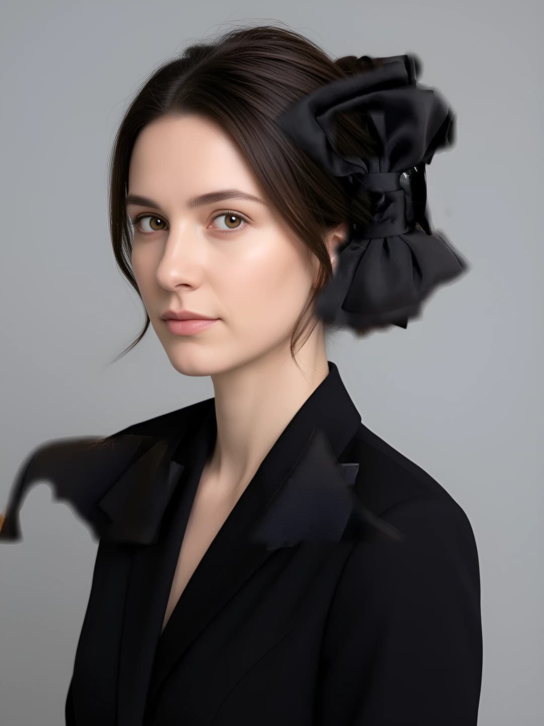 4# Black large bow 13.5 cm