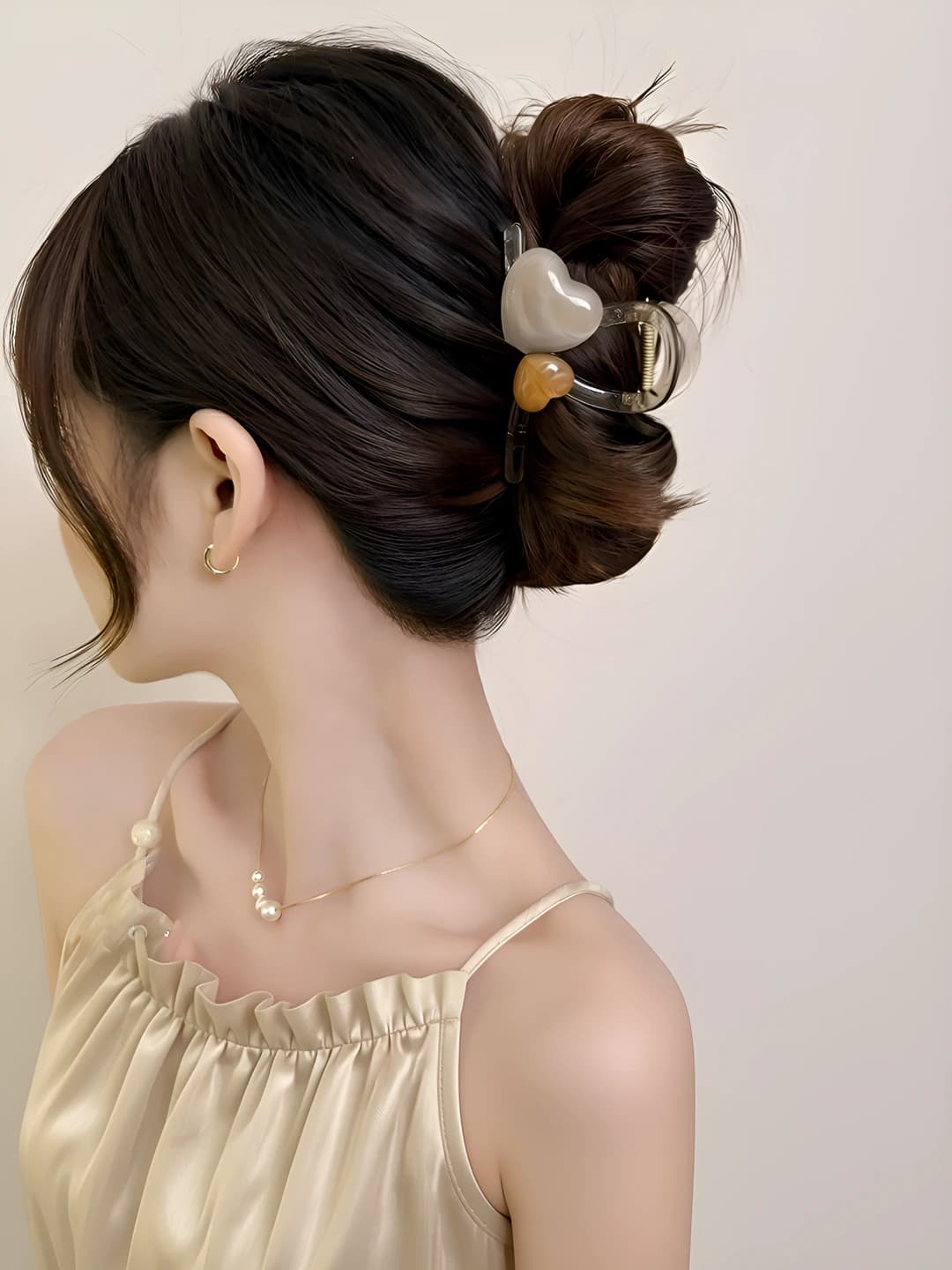 9# (Средний) Кофейный прозрачный сердечко зажим 8cm