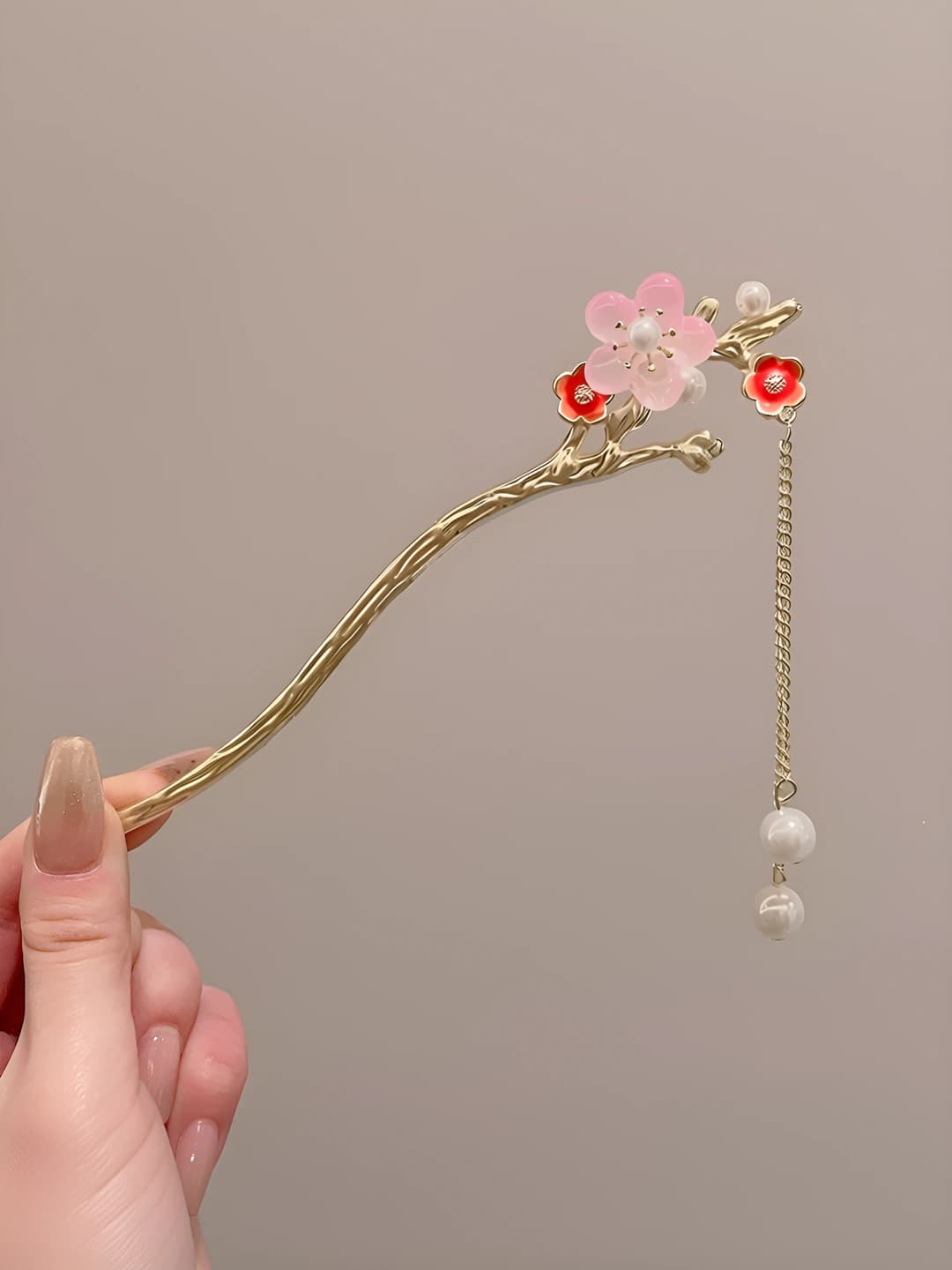 20# Абрикосовый одиночный цветок жемчужная кисть шпилька (в пакете) 17 см