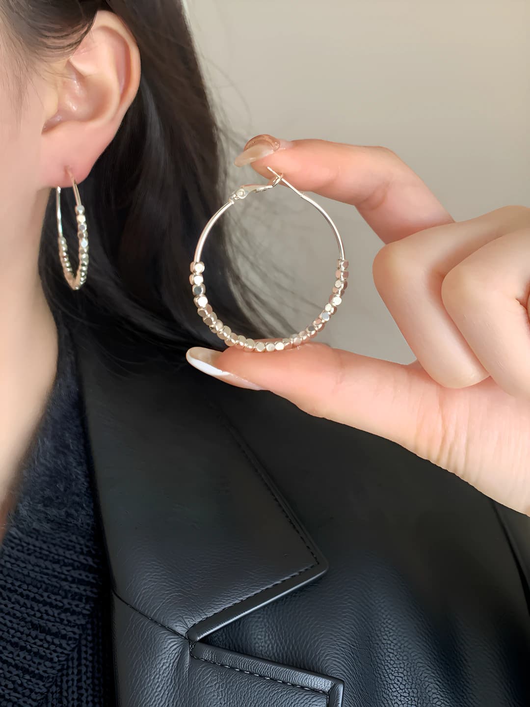 Женские квадратные геометрические серьги-кольца с 18k золотым и толстым серебряным покрытием