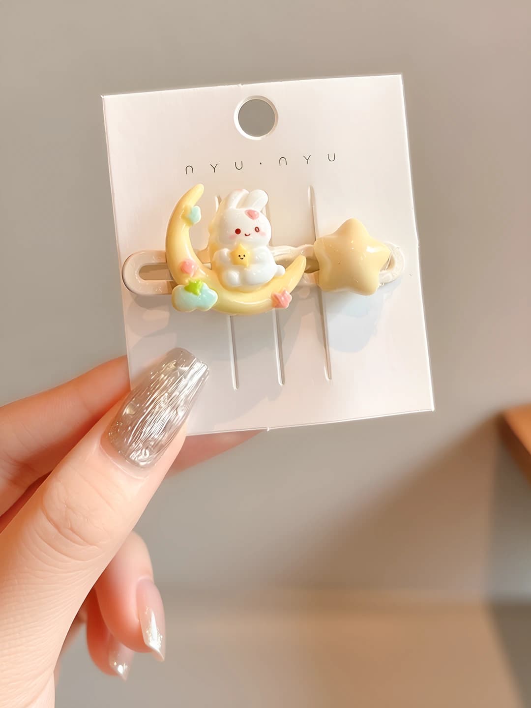 Moon bunny star hair clip, 5.8 cm