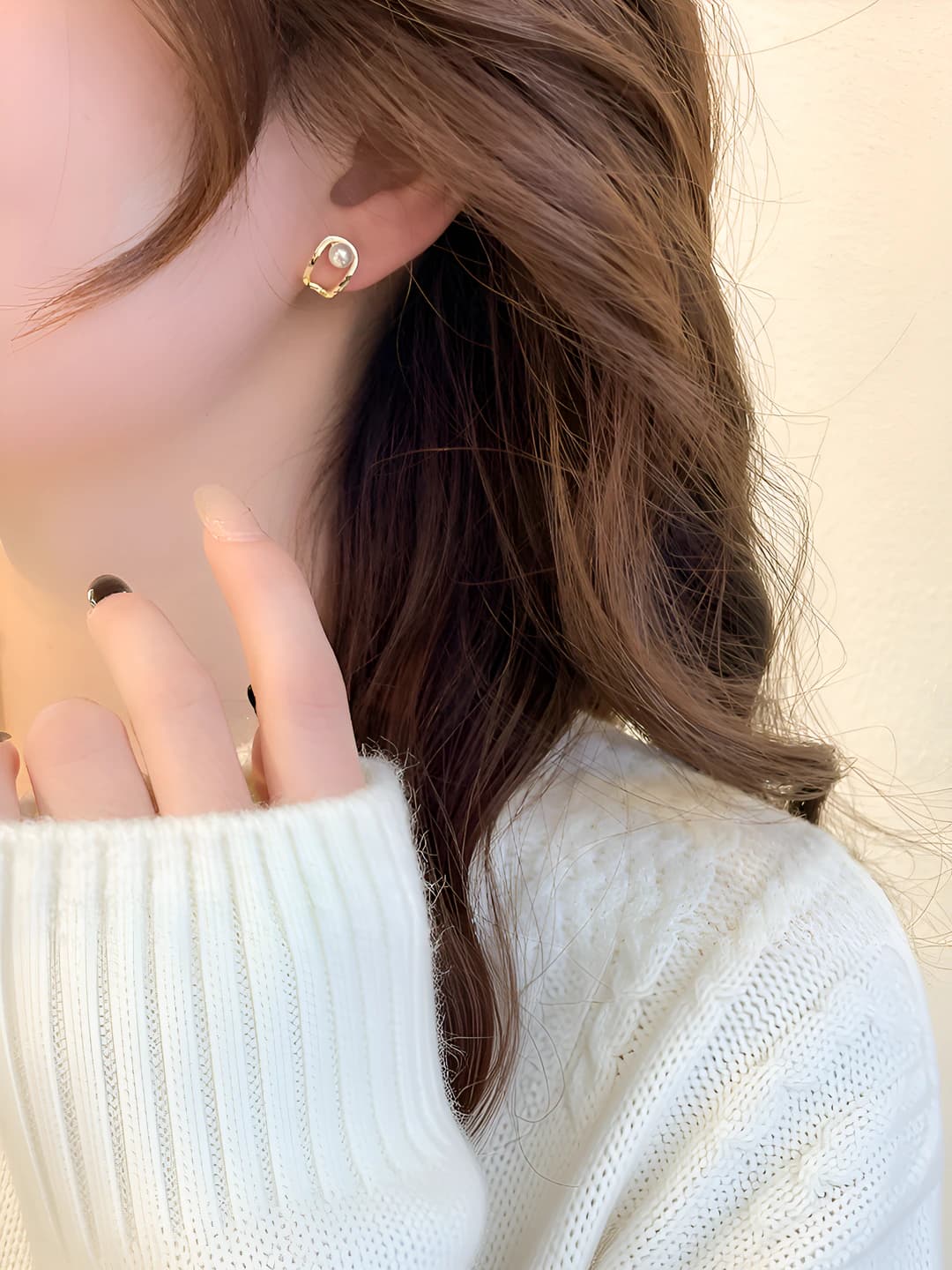1# Elegant pearl earrings - silver gold