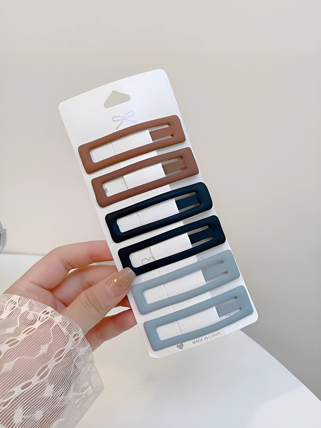 5# Black-coffee-blue, 6 pcs, square
