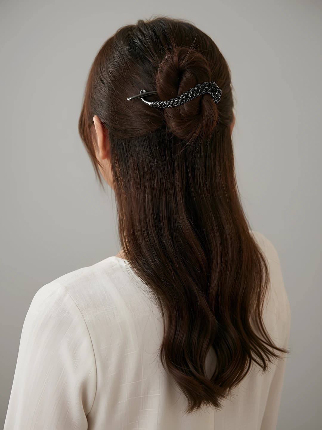 1# black gold diamond twist clip ~11 cm