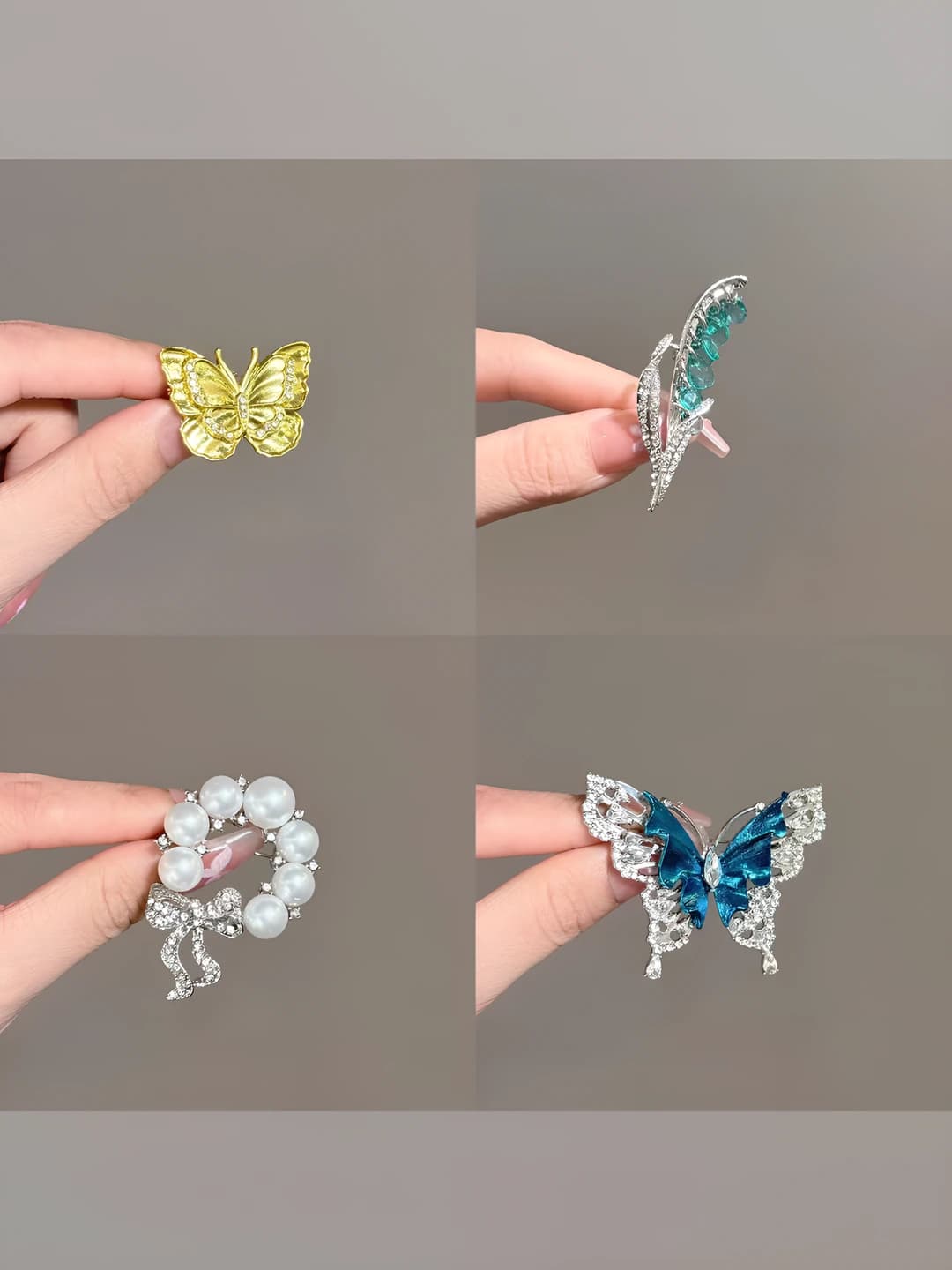 Women's sparkling crystal brooch, animal design element, minimalist style