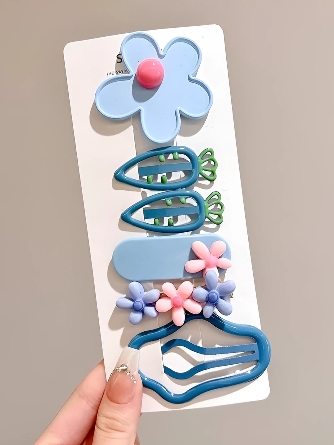 1# Blue flowers and clouds set, 6 pcs