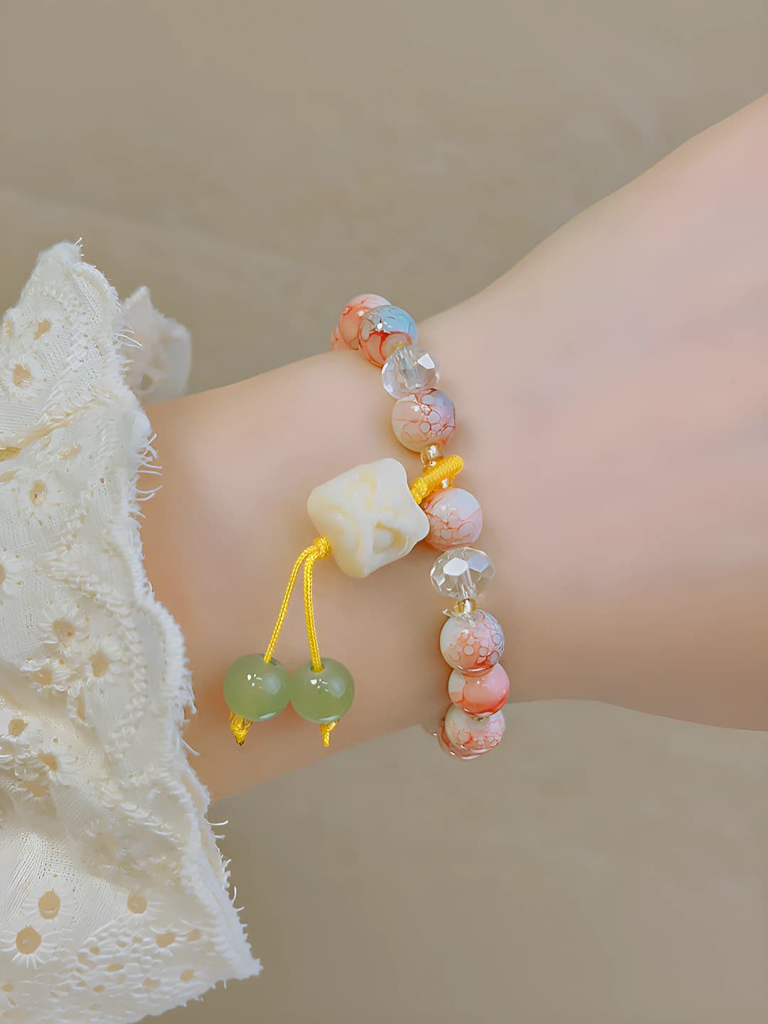 35 Blue-red cracked beads - Lion Dance