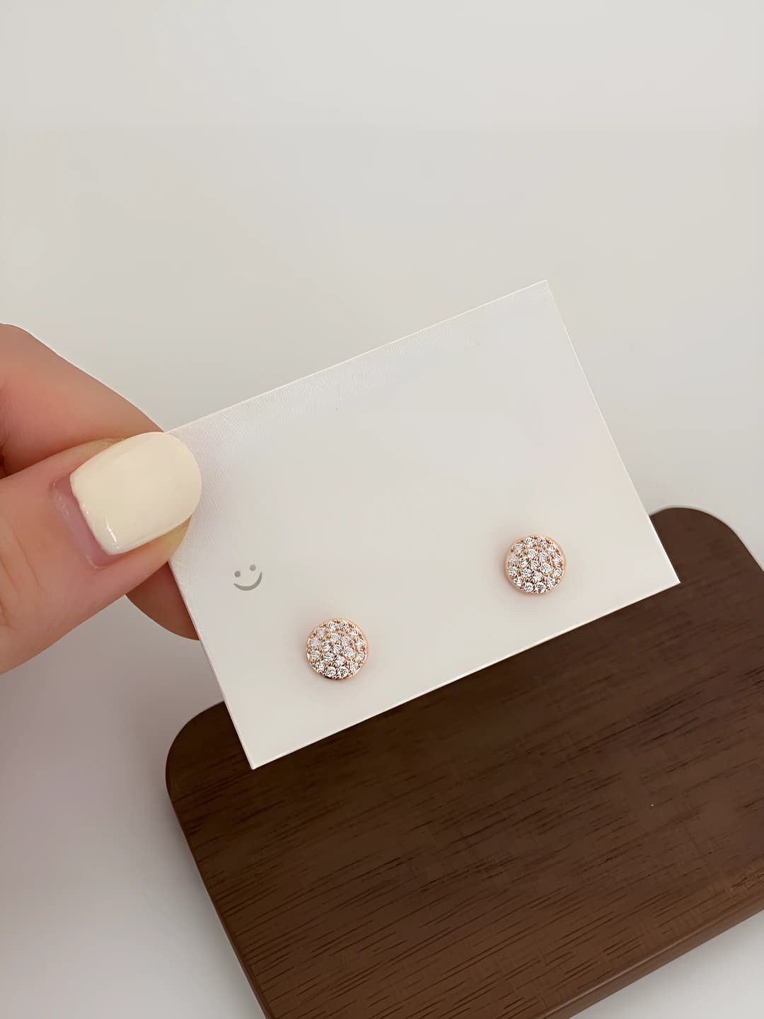 Pink micro-set zircon studs, copper gold plated