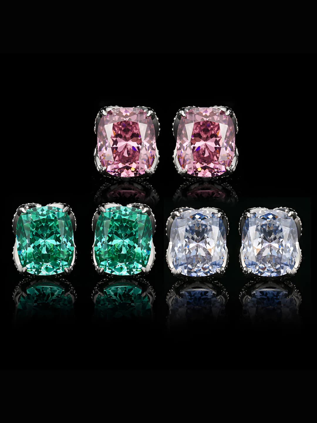 Women's gold-plated brass square stud earrings in a simple style