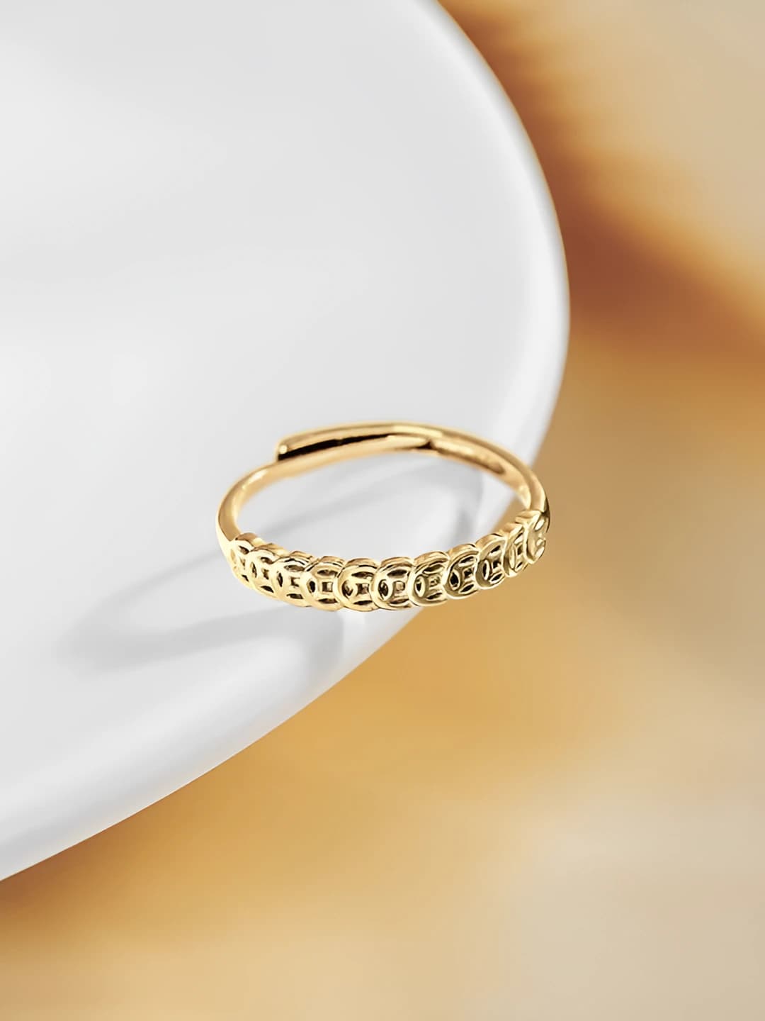 Gold lucky coin ring