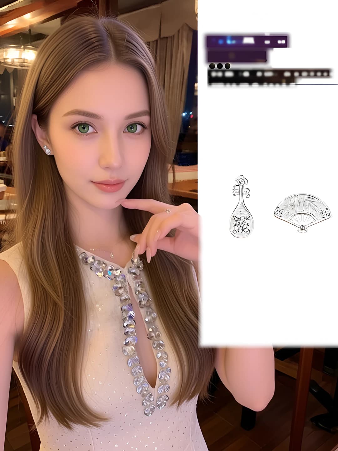1# Folding umbrella pipa stud earrings