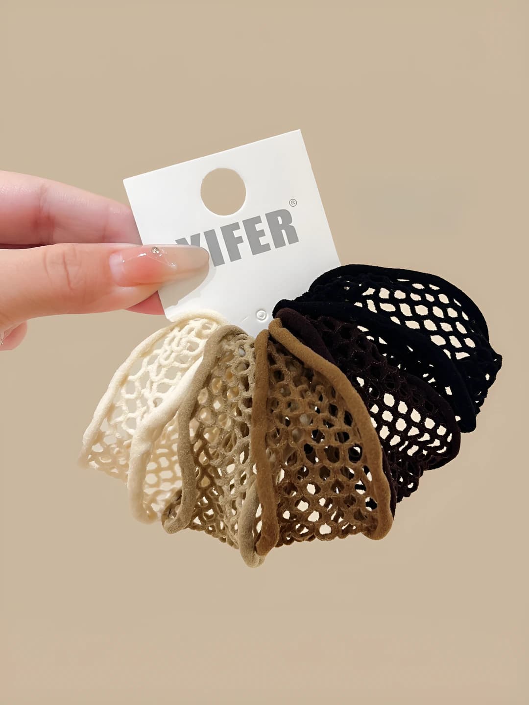Beige-coffee plaid, 5 pcs (6*3 cm)