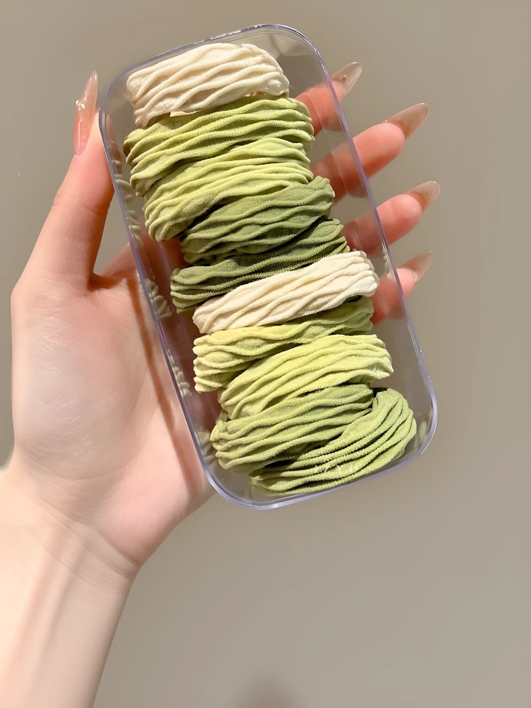 10# Mint green - mesh, 10 pcs, oval box, 4.5 cm