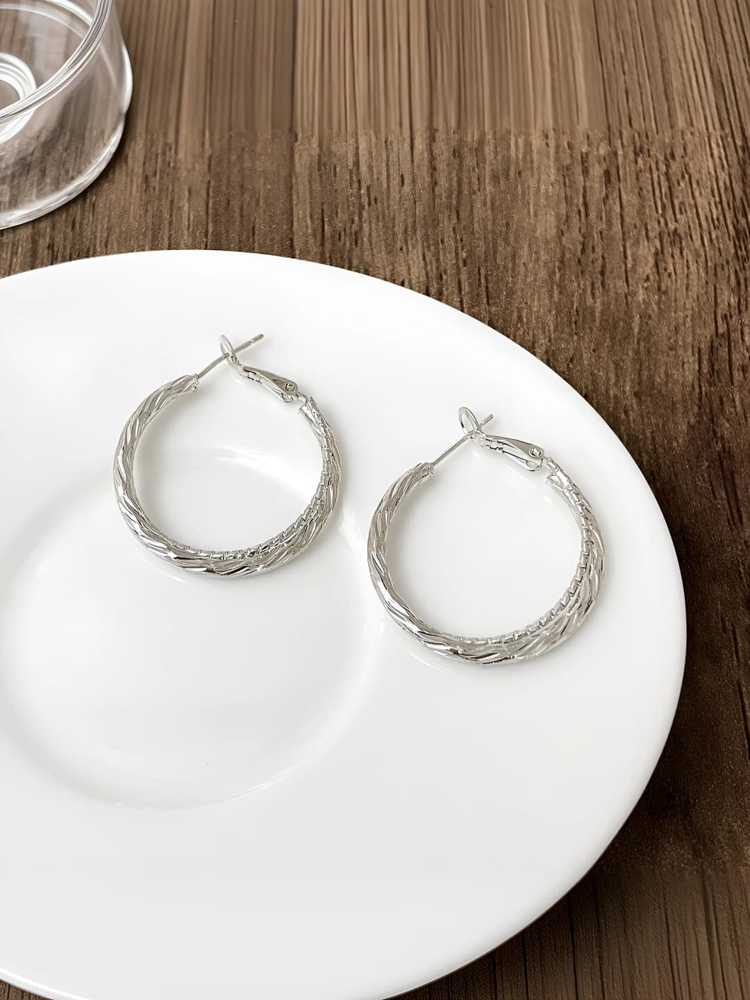 Silver double hoop stud