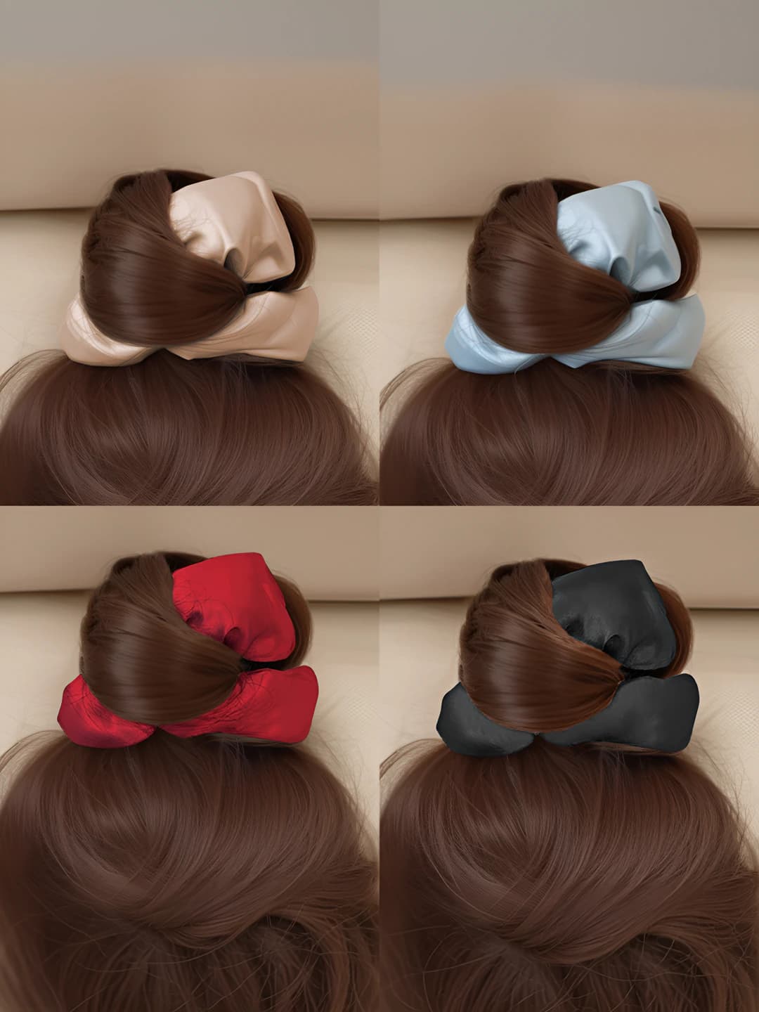 Satin hair scrunchie for women, cotton filled, thick style, Korean-Japanese style, does not damage hair