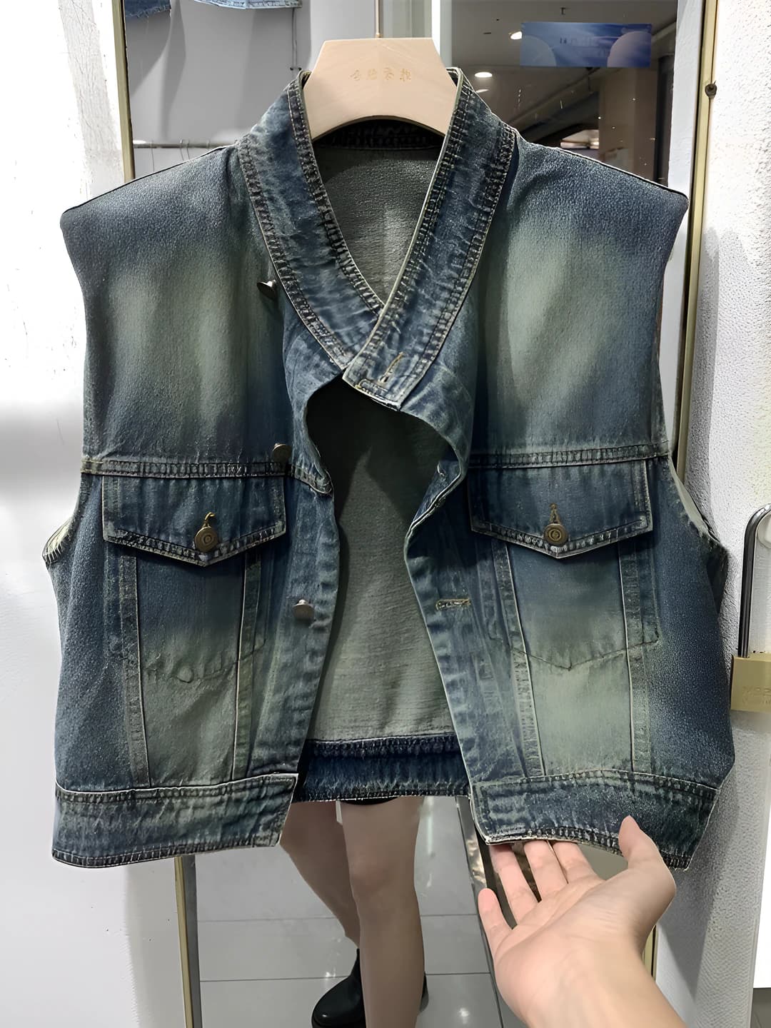 Ayollar uchun 2026 yozgi denim yengsiz jilet, POLO yoqa, koreys uslubida, kundalik