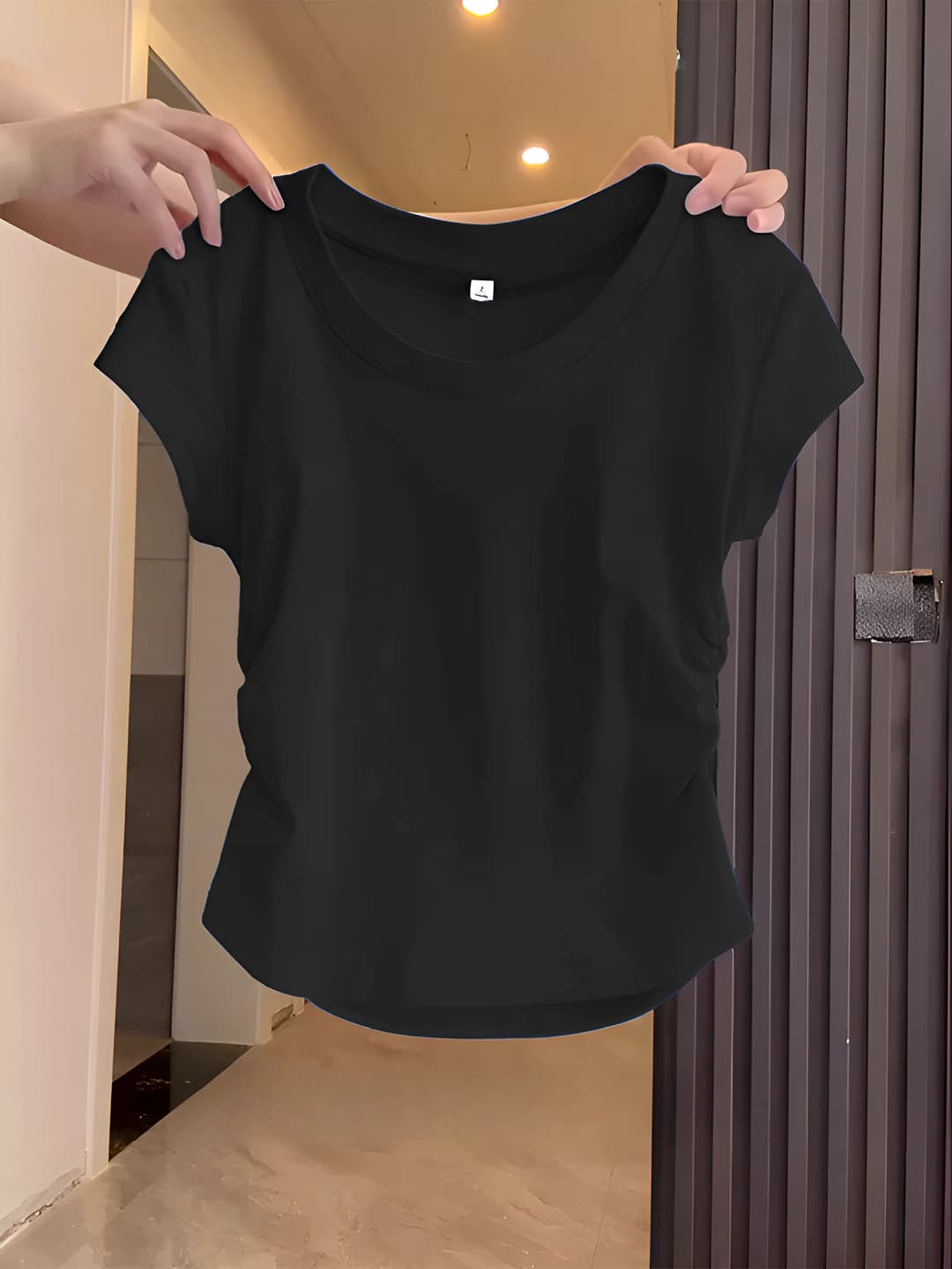 Black, crew neck
