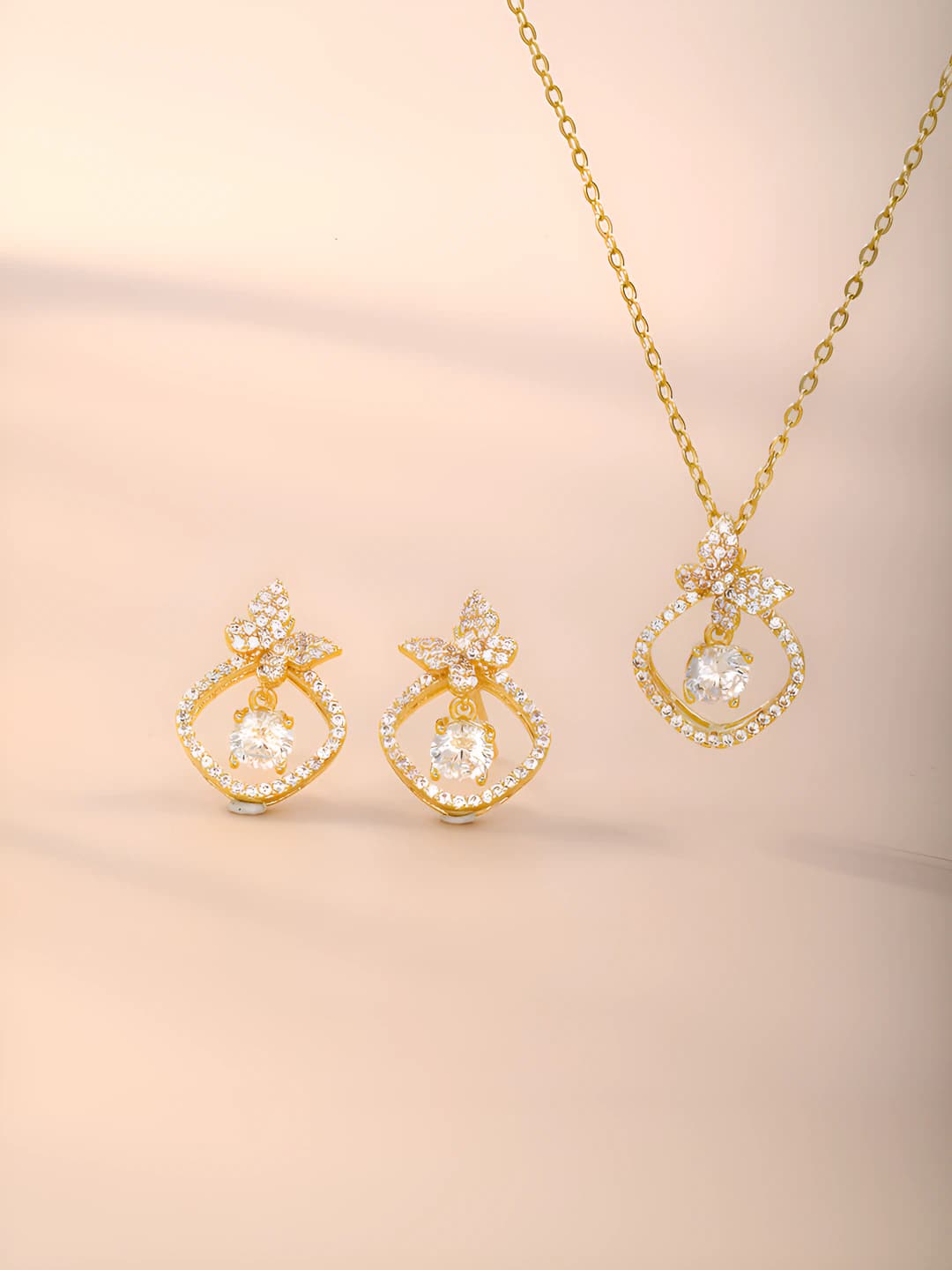 Women's small zircon set: necklace and earrings