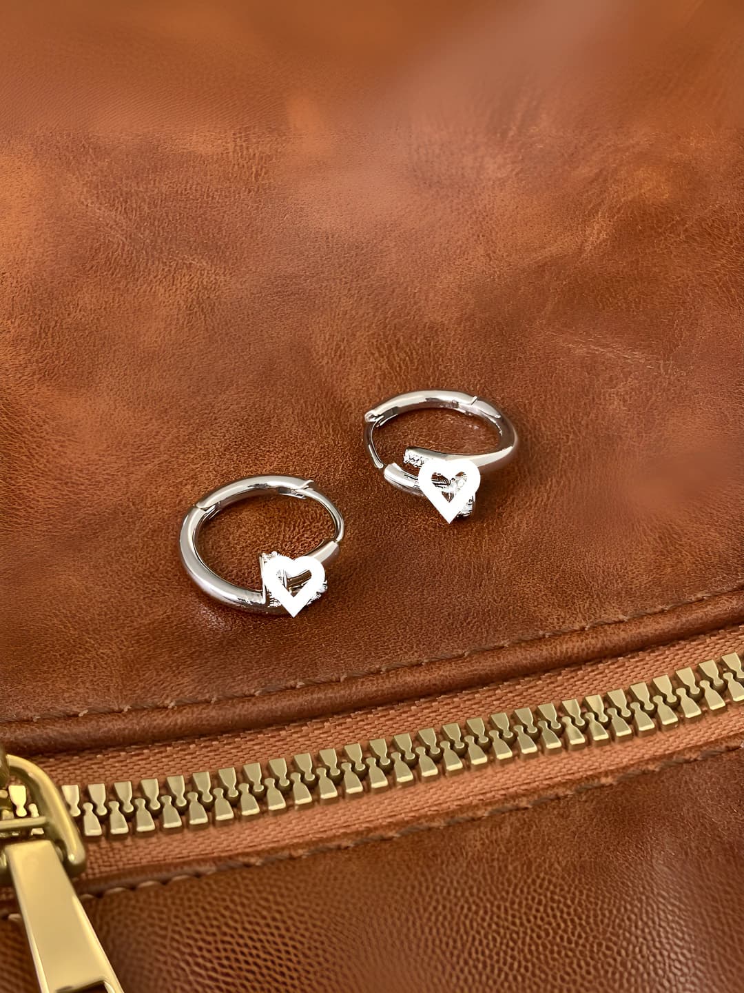 Silver micro-set zircon hoop earrings A-21