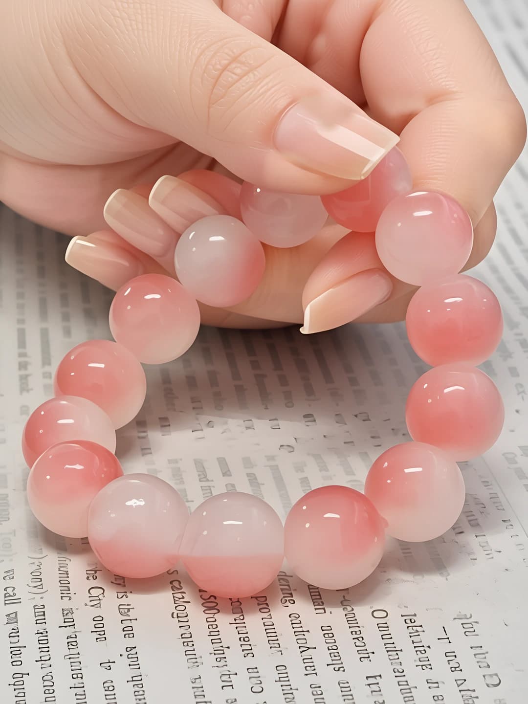 S070-12MM bracelet [Ice clear pink] glass