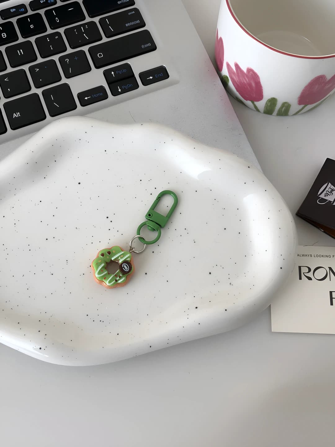 Matcha green donut keychain