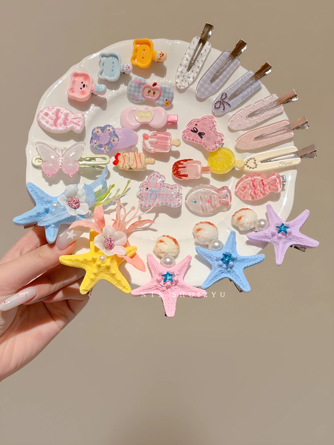 Women's 2026 side hair clips with bow, pearl, and star design elements