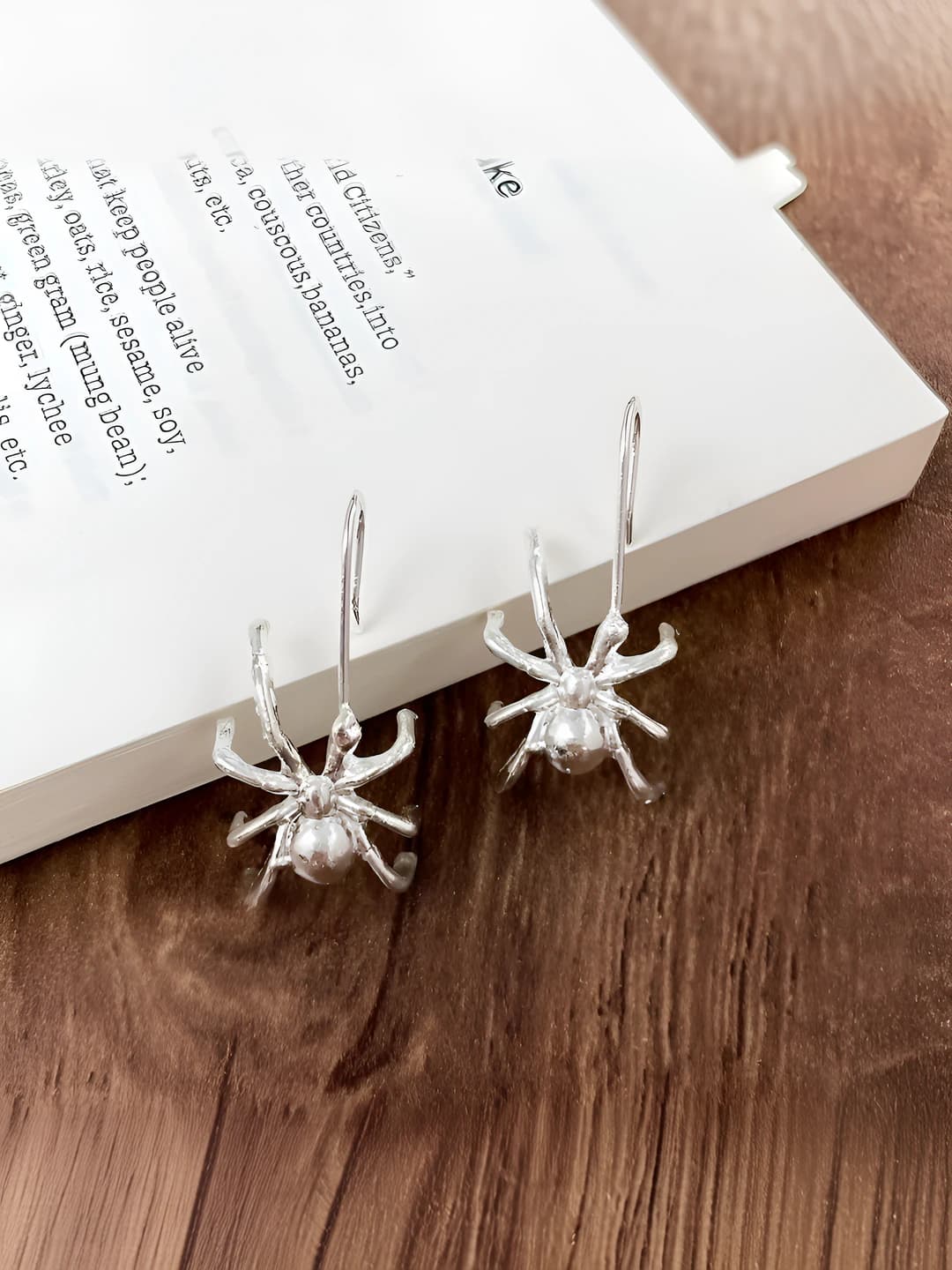 Silver spider earring