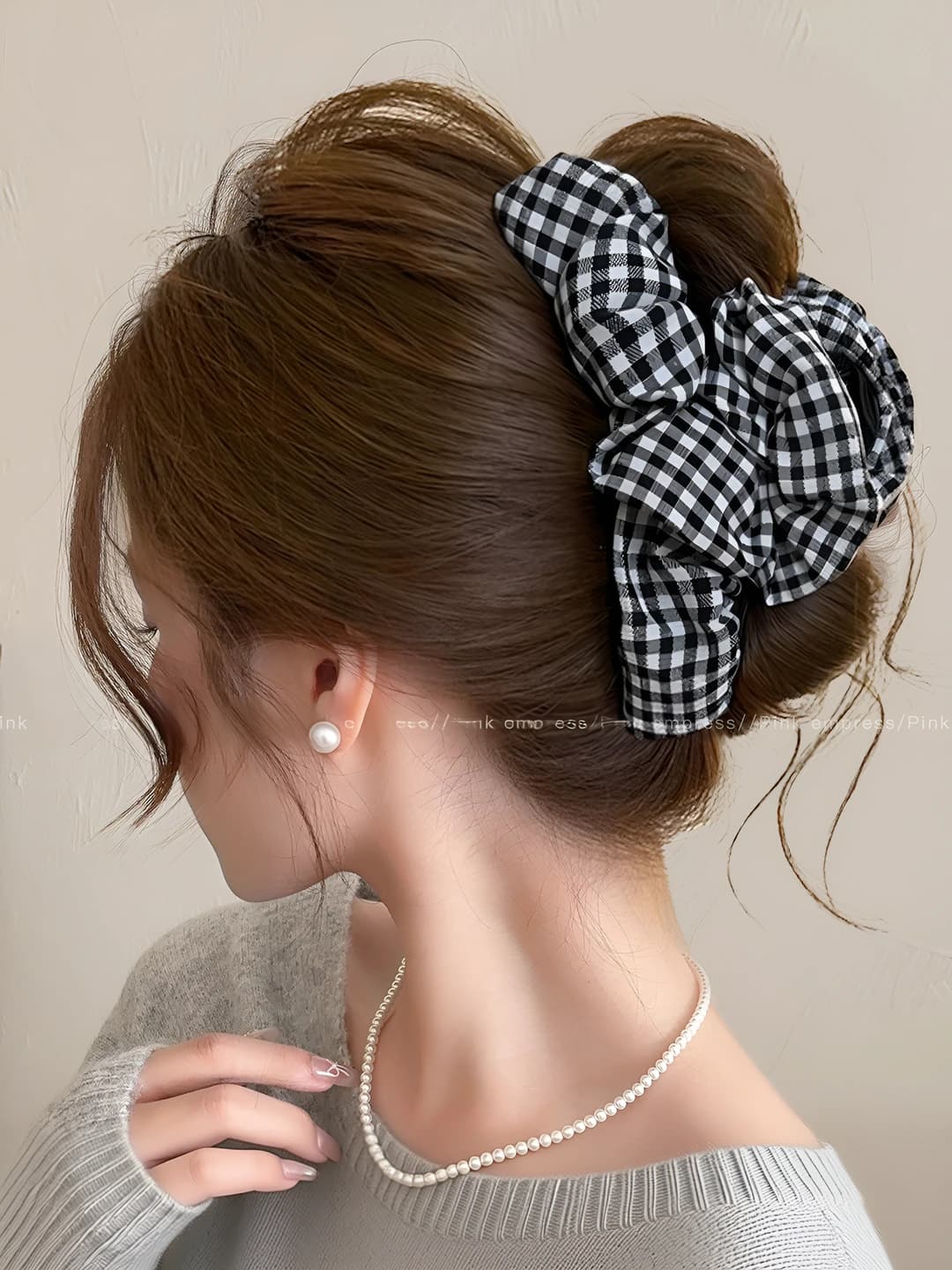 1# Black & white plaid ruffle ~13cm
