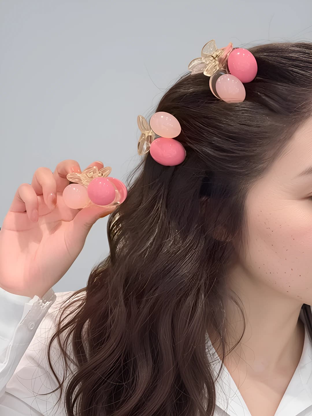 Women's hair clips and combs: sweet and cute cherry hair clip, holds front hair strands, hair accessory
