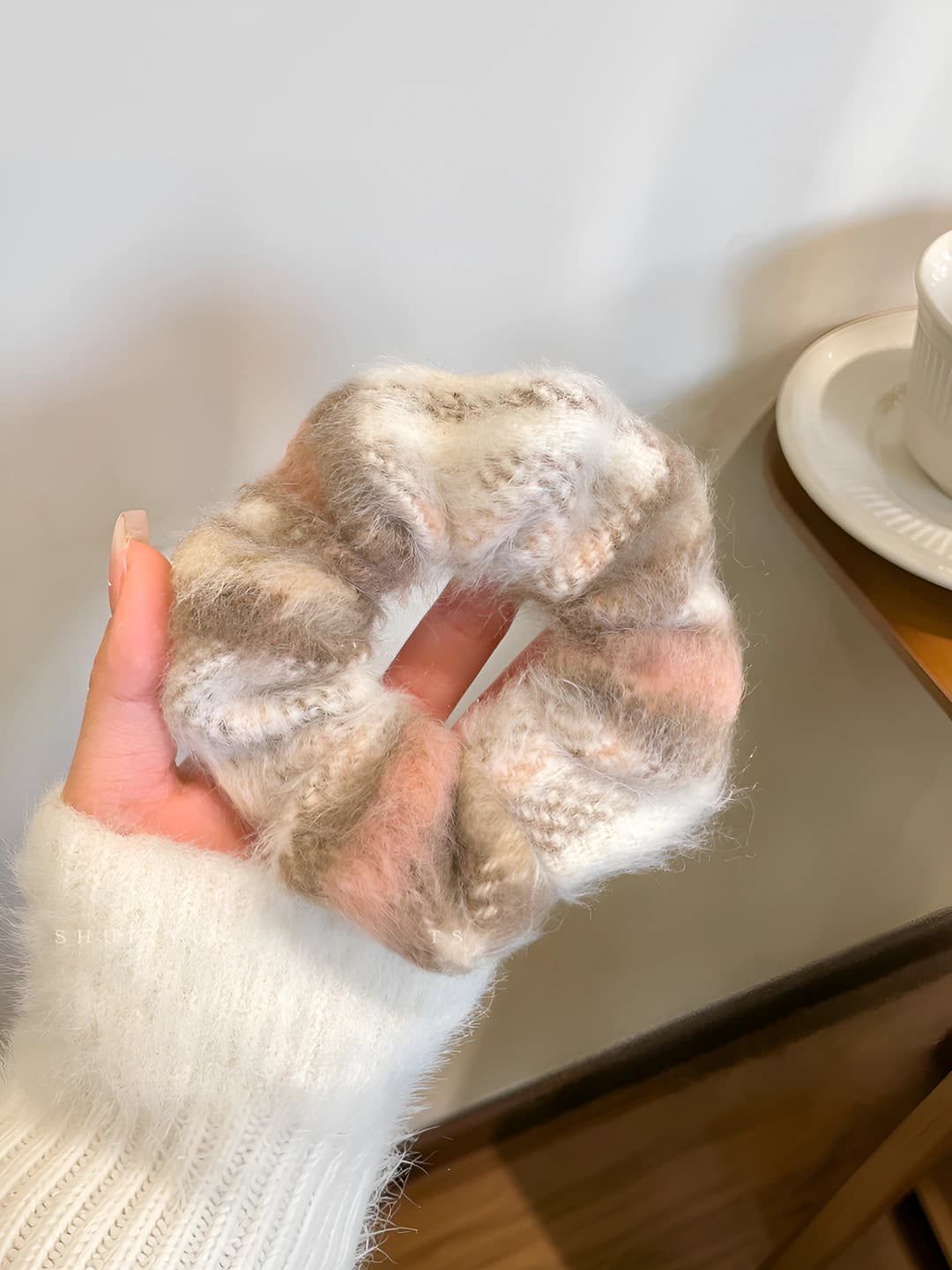 2# Coffee plush hair tie