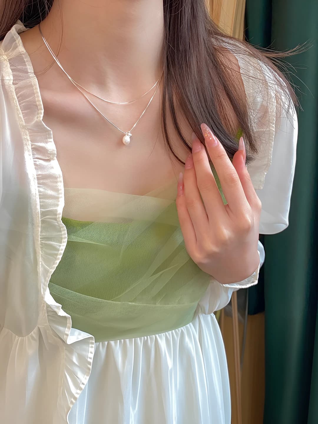 Women's simple double-layer pearl chain, light luxury, versatile, ins, high-end feel, clavicle chain, neck chain
