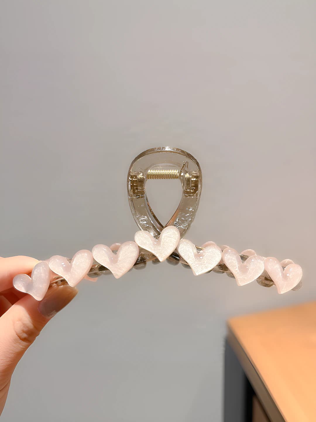 Pink heart, large clip, 13 cm