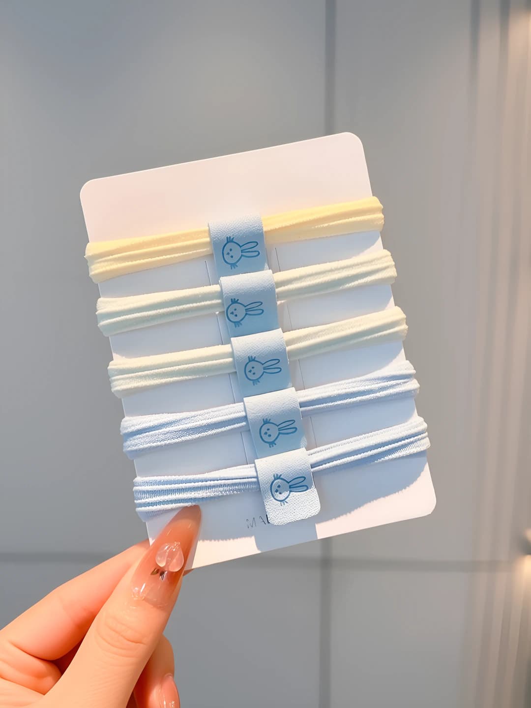 7# Sea salt blue - striped rabbit logo, 5 pcs, 4 cm