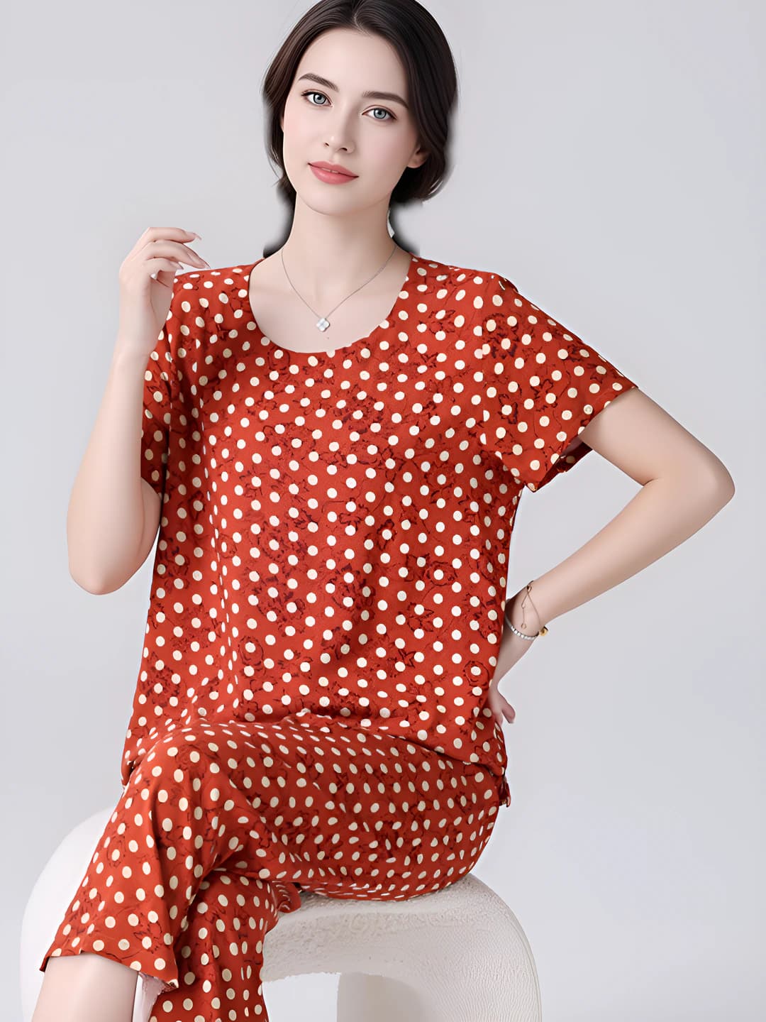 910 orange-red polka dots