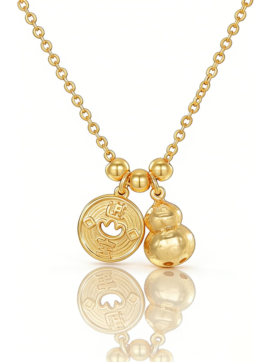 Women's necklace: brass alloy, gold plating, O chain, 41-50 cm, Chanel style design