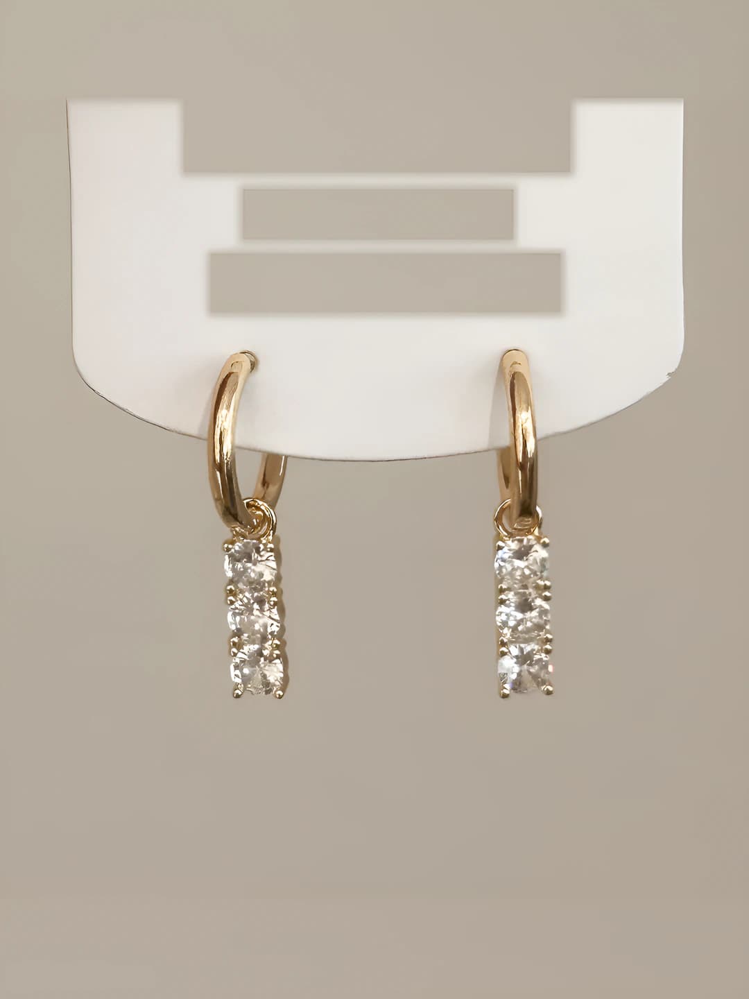 Gold zircon tassel earrings