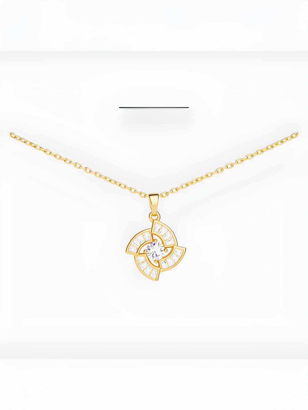 Women's chain necklace with 16K gold-plated zircon pendant in 'little city' style