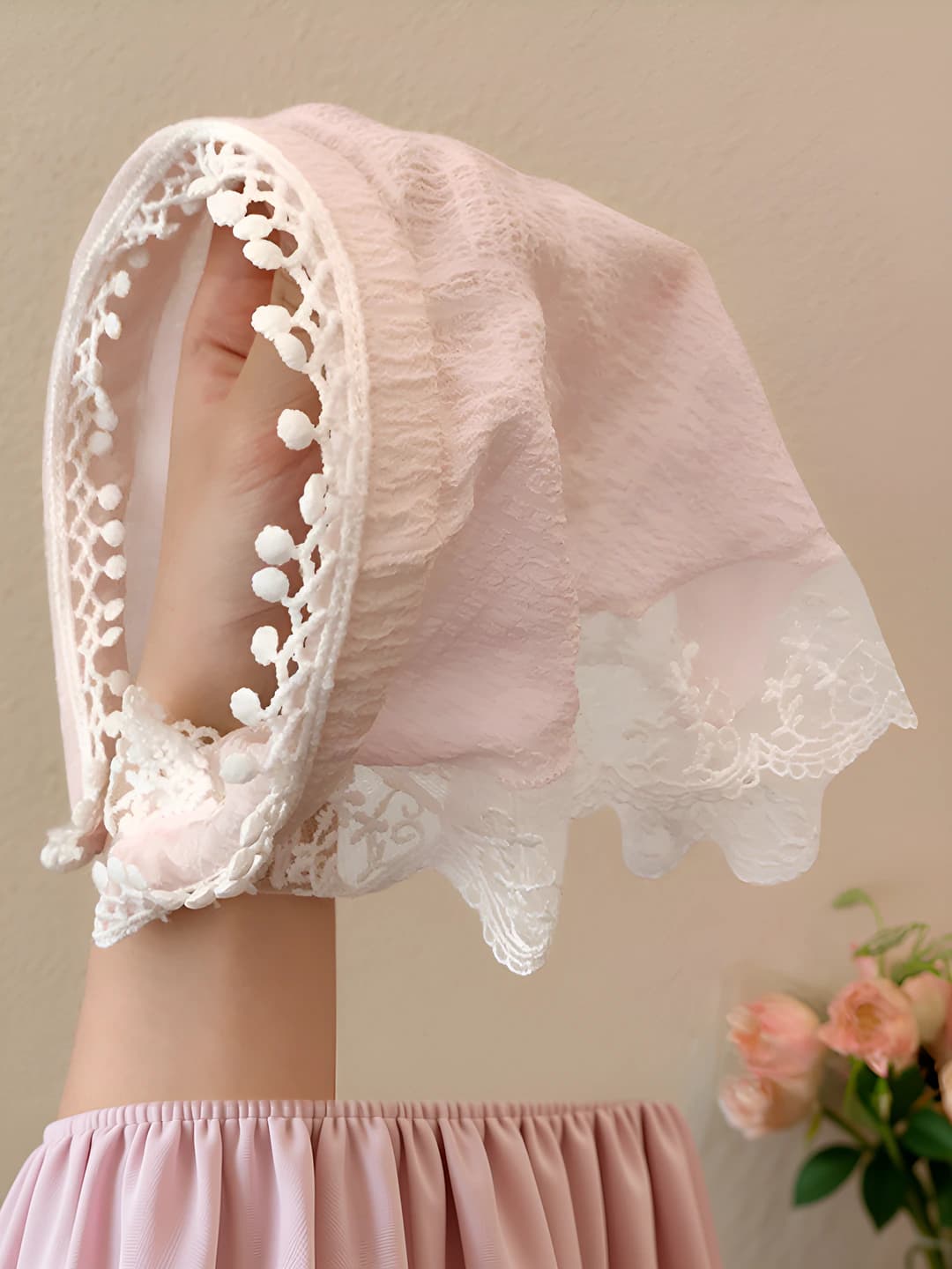 7# Розовый кружево обруч