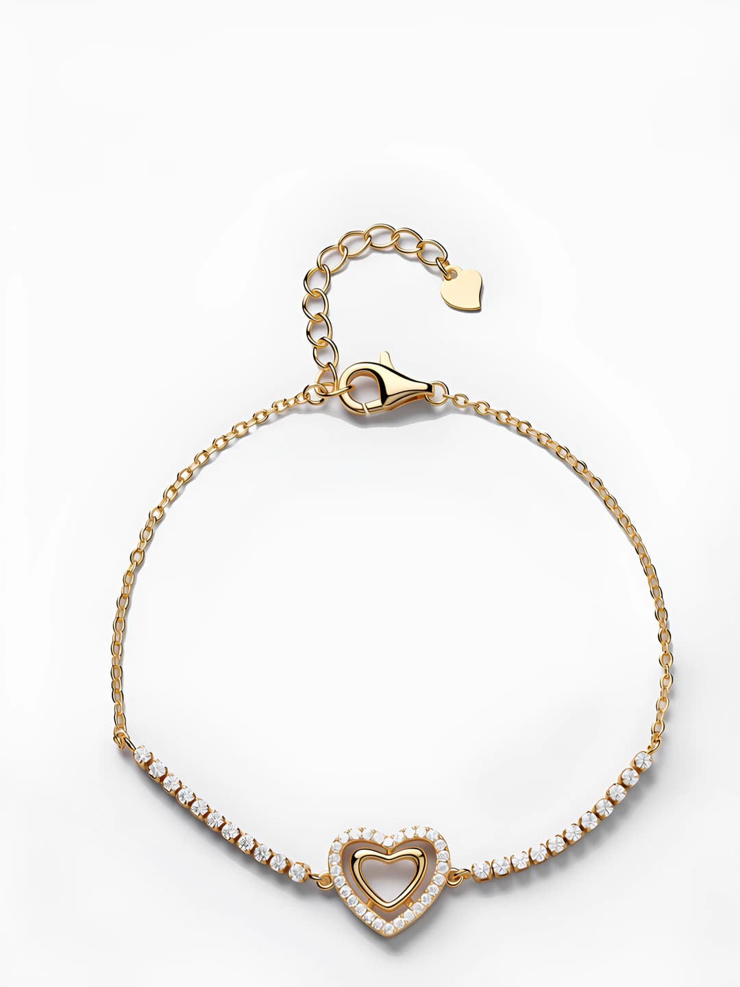 Women's adjustable brass alloy bracelet with heart-shaped cutout design