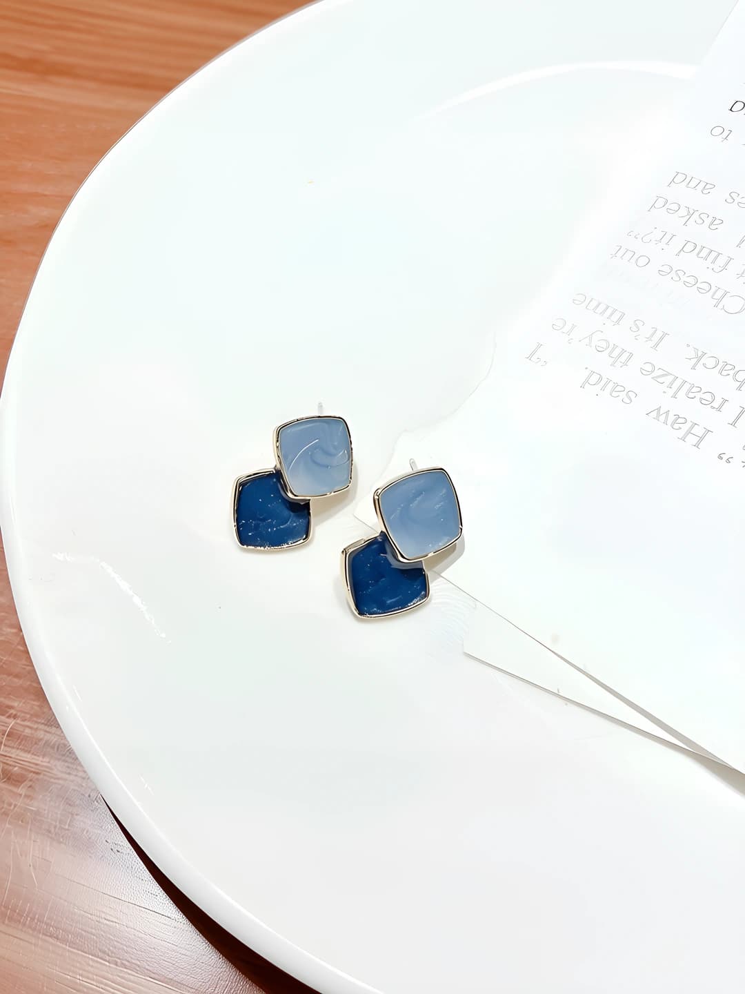 1# Colour-block earrings - blue-grey