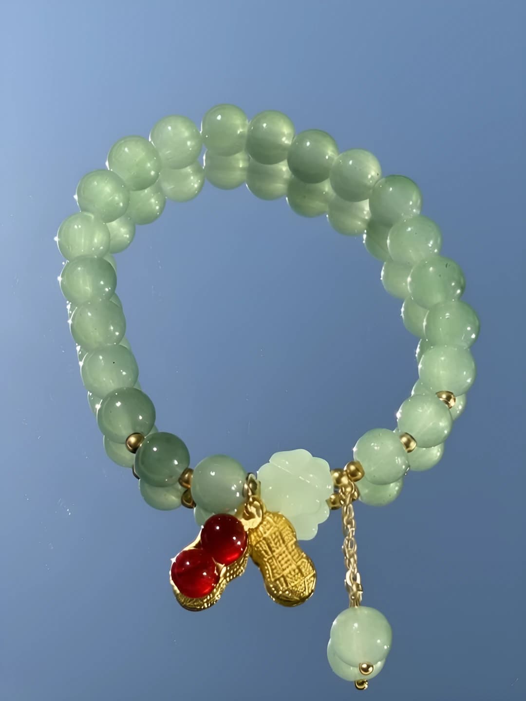 Red peanut, jade bracelet