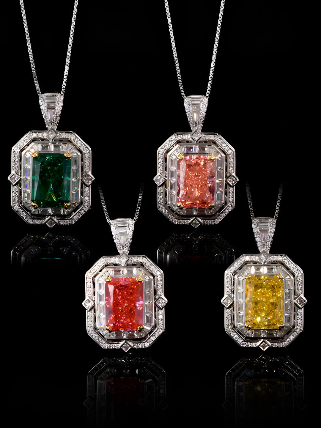 Women's 10*14 mm geometric pendant with gold plating and crystal inlay, light luxury style