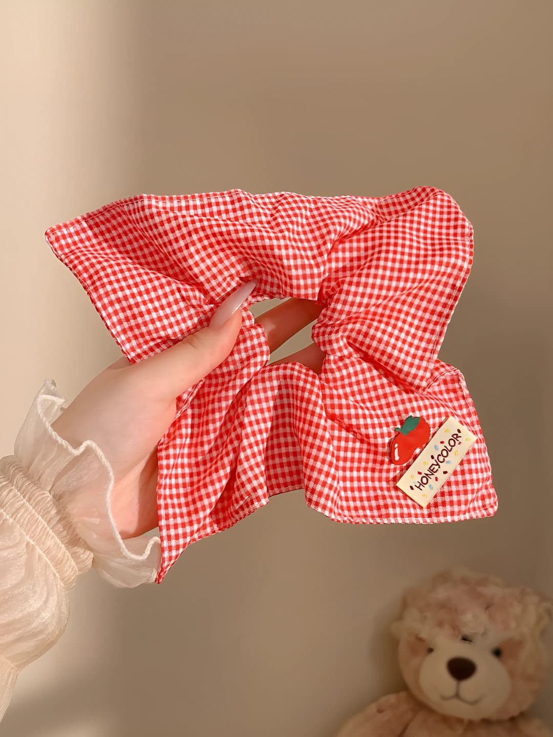 1# Red plaid square 21*22 cm