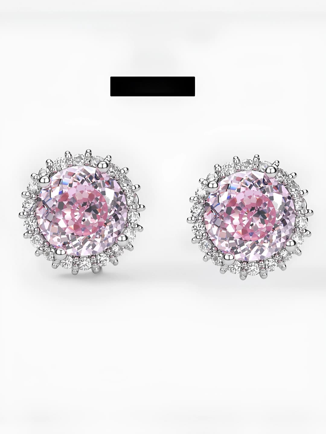 Women's pink zircon fully set sparkling zircon stud earrings, hip-hop style high-end women's jewelry
