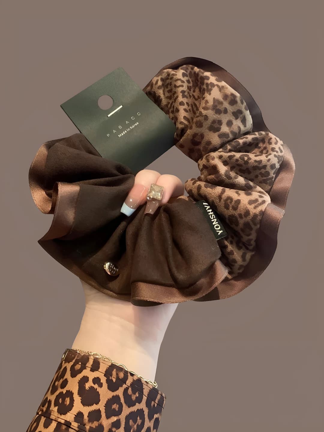 1# Leopard printli soch to'pi 13.5 cm