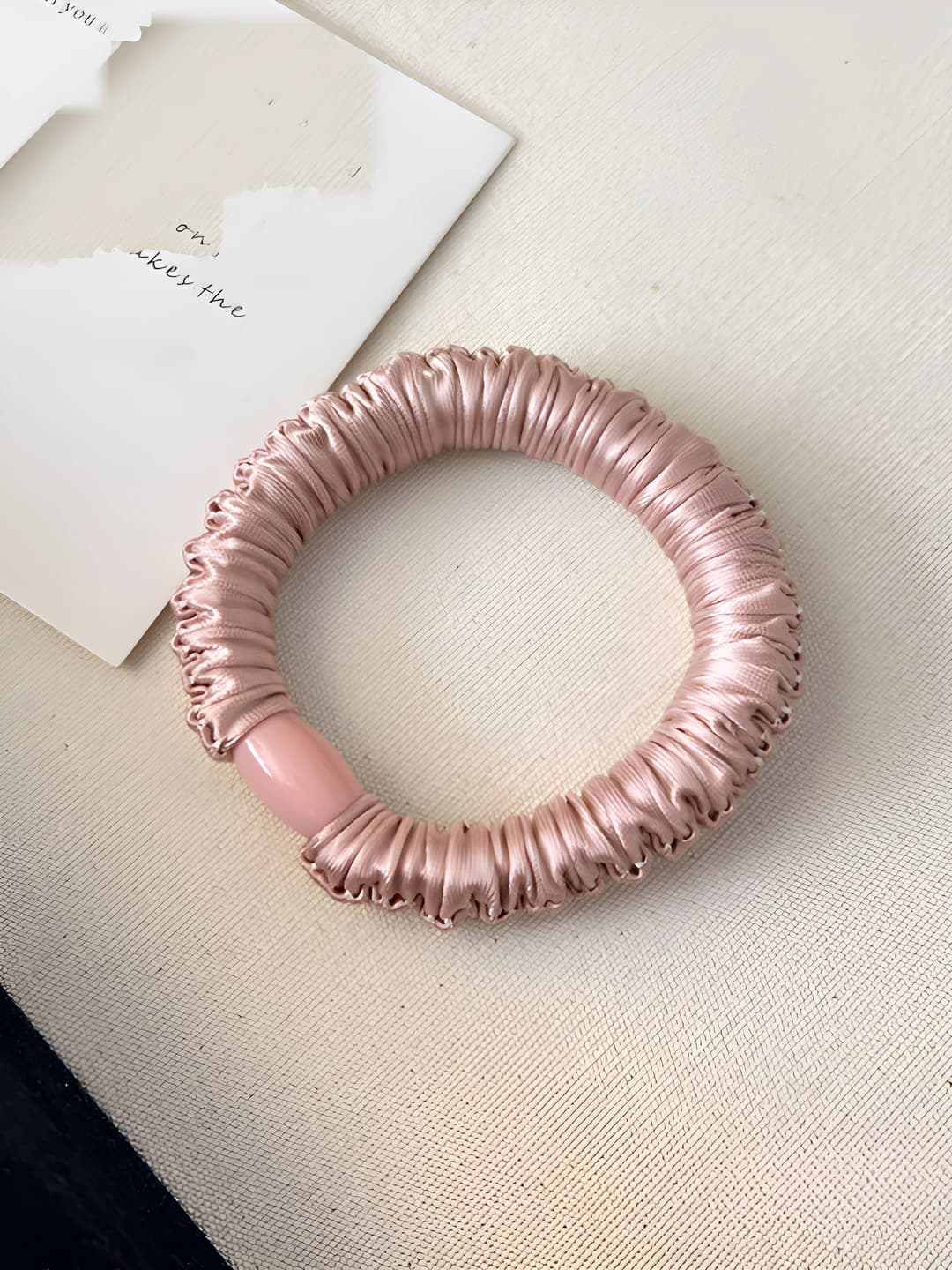 Satin hair tie [Lotus pink] 1 pc