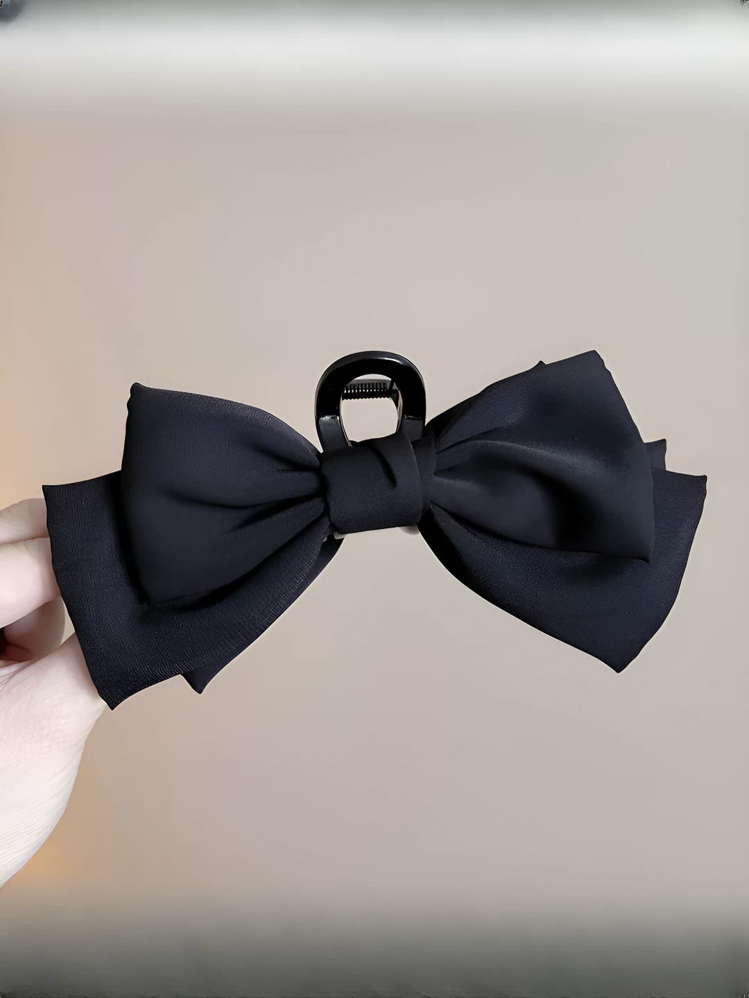 Classic black satin bow, 11 cm, bow 13 cm