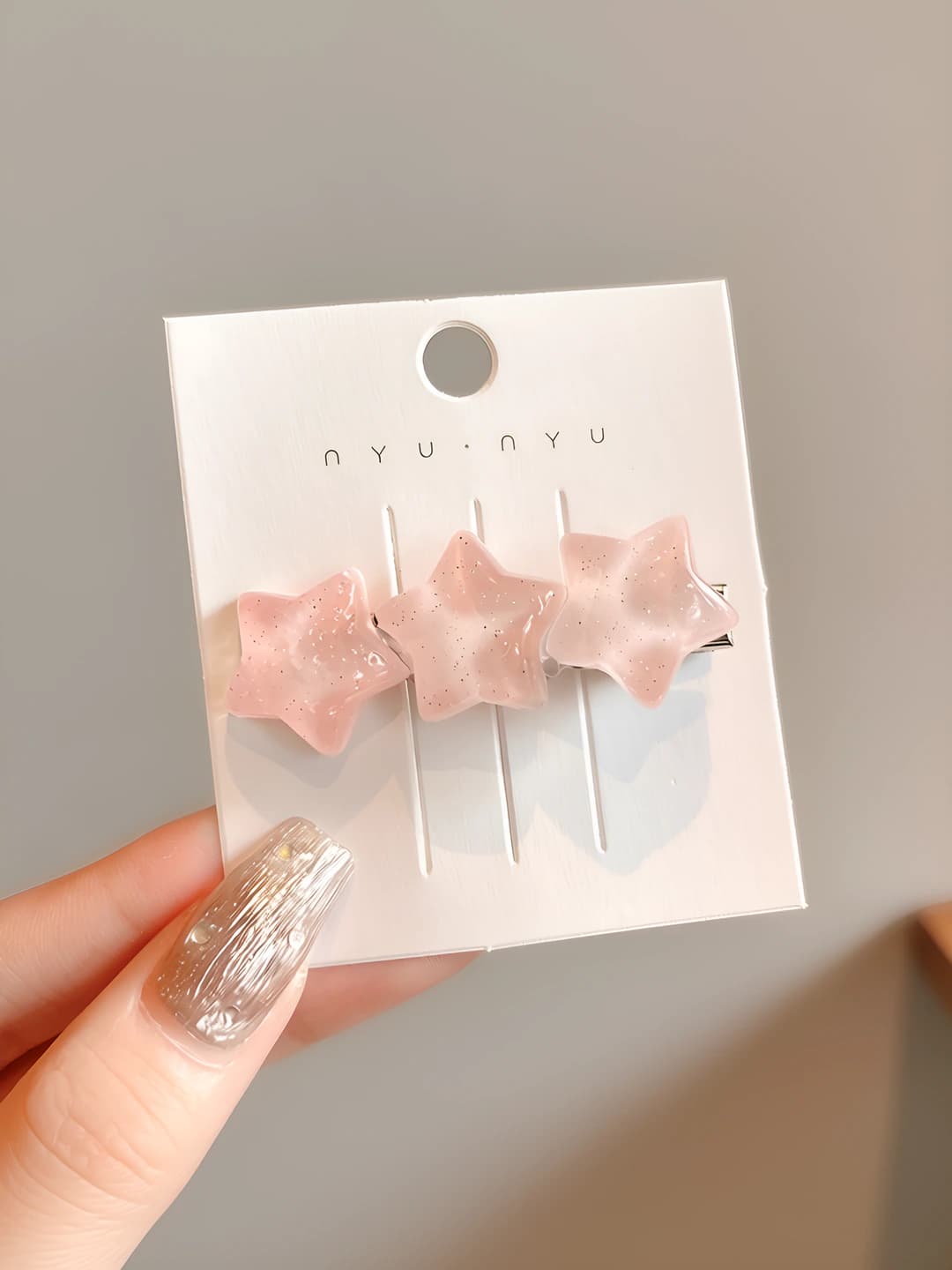Pink 3 stars clip 5 cm