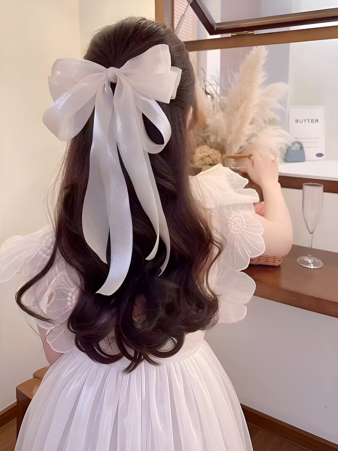 Beige-red, ribbon 27 cm