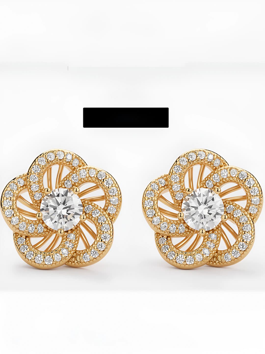 Women's gold-plated brass flower earrings